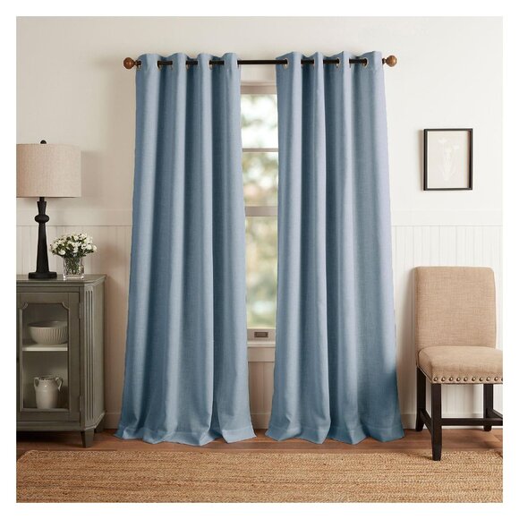 NWT Martha Stewart Solid Grommet Blackout Single Curtain Panel Blue 50x108 - Picture 1 of 8